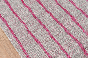 Momeni Novogratz Villa VI-03 Machine Made Contemporary Striped Indoor/Outdoor Area Rug Fuschia 9'3" x 12'6" VILLAVI-03FUS93C6