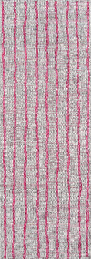 Momeni Novogratz Villa VI-03 Machine Made Contemporary Striped Indoor/Outdoor Area Rug Fuschia 9'3" x 12'6" VILLAVI-03FUS93C6