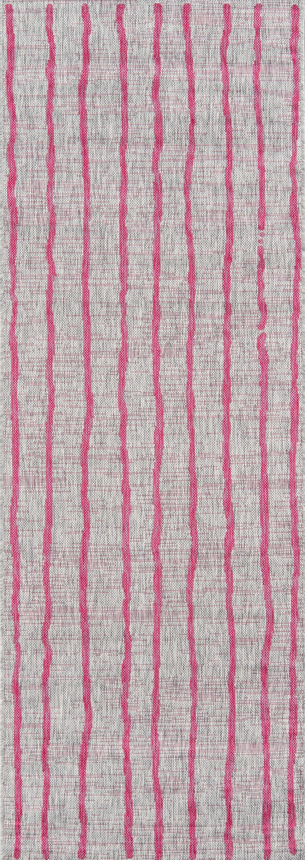 Momeni Novogratz Villa VI-03 Machine Made Contemporary Striped Indoor/Outdoor Area Rug Fuschia 9'3" x 12'6" VILLAVI-03FUS93C6