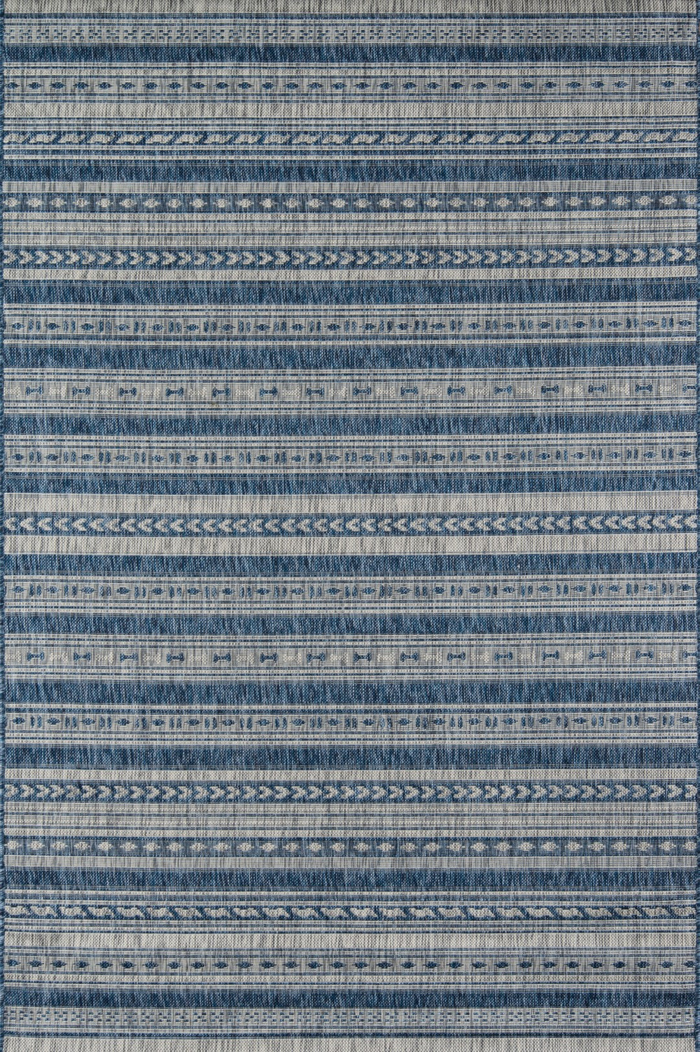 Momeni Novogratz Villa VI-04 Machine Made Contemporary Striped Indoor/Outdoor Area Rug Blue 9'3" x 12'6" VILLAVI-04BLU93C6