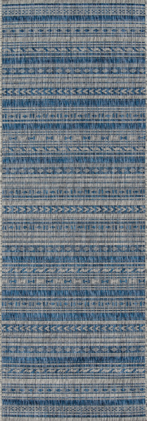 Momeni Novogratz Villa VI-04 Machine Made Contemporary Striped Indoor/Outdoor Area Rug Blue 9'3" x 12'6" VILLAVI-04BLU93C6
