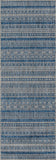 Momeni Novogratz Villa VI-04 Machine Made Contemporary Striped Indoor/Outdoor Area Rug Blue 9'3" x 12'6" VILLAVI-04BLU93C6