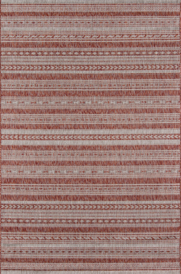 Momeni Novogratz Villa VI-04 Machine Made Contemporary Striped Indoor/Outdoor Area Rug Copper 9'3" x 12'6" VILLAVI-04COP93C6