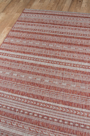Momeni Novogratz Villa VI-04 Machine Made Contemporary Striped Indoor/Outdoor Area Rug Copper 9'3" x 12'6" VILLAVI-04COP93C6