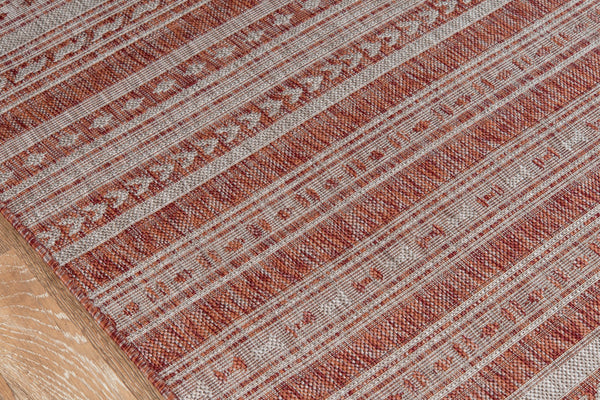 Momeni Novogratz Villa VI-04 Machine Made Contemporary Striped Indoor/Outdoor Area Rug Copper 9'3" x 12'6" VILLAVI-04COP93C6