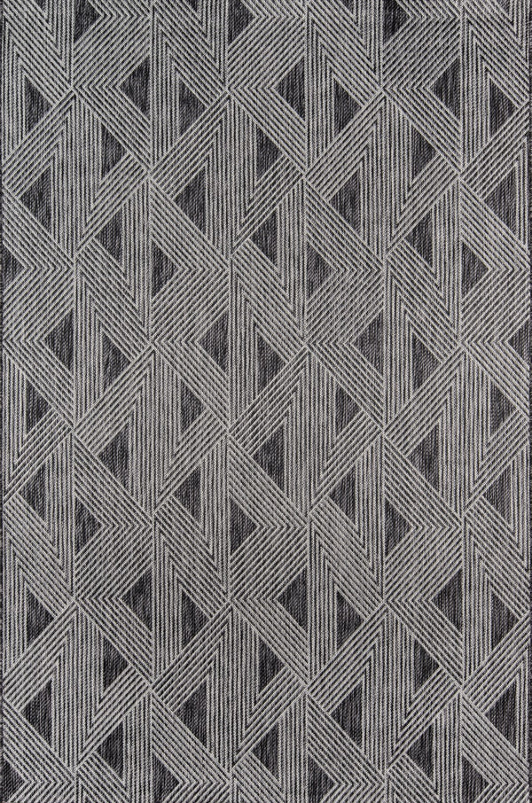 Momeni Novogratz Villa VI-06 Machine Made Contemporary Geometric Indoor/Outdoor Area Rug Charcoal 9'3" x 12'6" VILLAVI-06CHR93C6