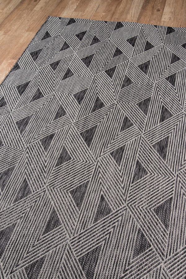 Momeni Novogratz Villa VI-06 Machine Made Contemporary Geometric Indoor/Outdoor Area Rug Charcoal 9'3" x 12'6" VILLAVI-06CHR93C6
