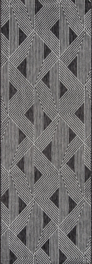 Momeni Novogratz Villa VI-06 Machine Made Contemporary Geometric Indoor/Outdoor Area Rug Charcoal 9'3" x 12'6" VILLAVI-06CHR93C6