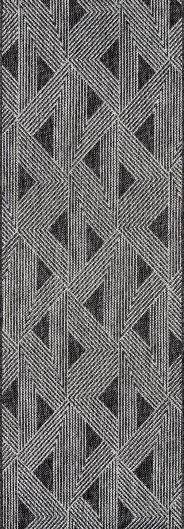 Momeni Novogratz Villa VI-06 Machine Made Contemporary Geometric Indoor/Outdoor Area Rug Charcoal 9'3" x 12'6" VILLAVI-06CHR93C6