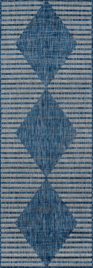 Momeni Novogratz Villa VI-07 Machine Made Contemporary Geometric Indoor/Outdoor Area Rug Blue 9'3" x 12'6" VILLAVI-07BLU93C6