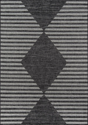 Momeni Novogratz Villa VI-07 Machine Made Contemporary Geometric Indoor/Outdoor Area Rug Charcoal 9'3" x 12'6" VILLAVI-07CHR93C6