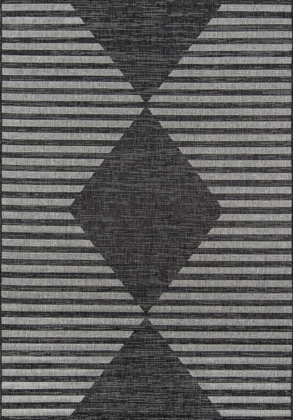 Momeni Novogratz Villa VI-07 Machine Made Contemporary Geometric Indoor/Outdoor Area Rug Charcoal 9'3" x 12'6" VILLAVI-07CHR93C6