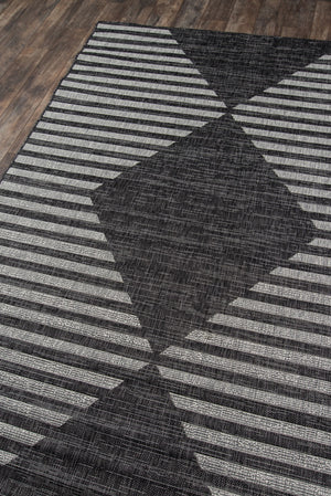 Momeni Novogratz Villa VI-07 Machine Made Contemporary Geometric Indoor/Outdoor Area Rug Charcoal 9'3" x 12'6" VILLAVI-07CHR93C6