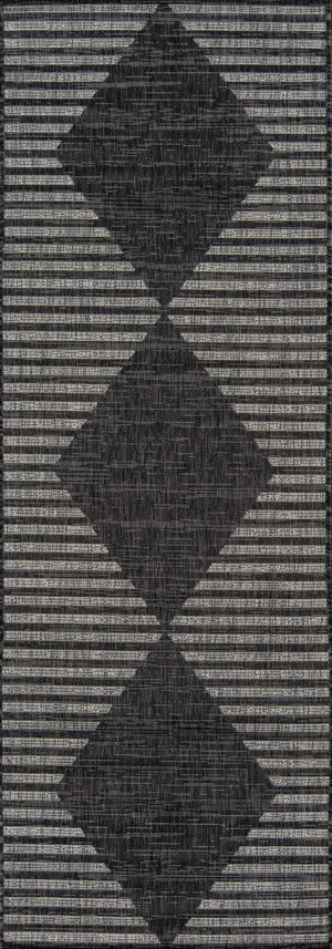 Momeni Novogratz Villa VI-07 Machine Made Contemporary Geometric Indoor/Outdoor Area Rug Charcoal 9'3" x 12'6" VILLAVI-07CHR93C6