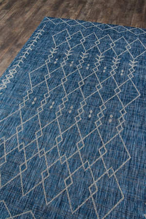 Momeni Novogratz Villa VI-08 Machine Made Contemporary Geometric Indoor/Outdoor Area Rug Blue 9'3" x 12'6" VILLAVI-08BLU93C6