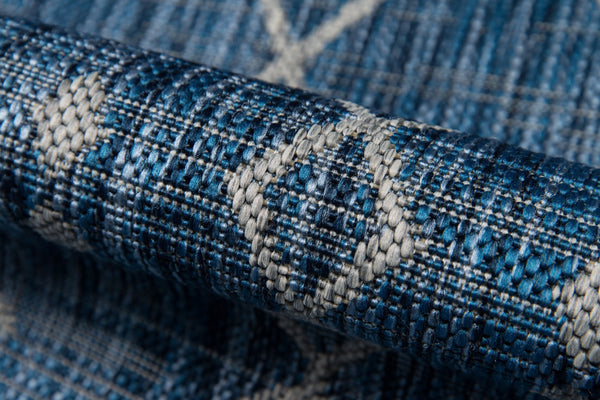 Momeni Novogratz Villa VI-08 Machine Made Contemporary Geometric Indoor/Outdoor Area Rug Blue 9'3" x 12'6" VILLAVI-08BLU93C6