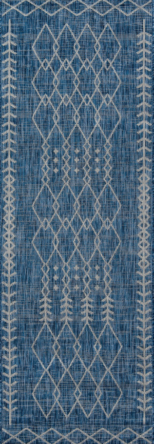 Momeni Novogratz Villa VI-08 Machine Made Contemporary Geometric Indoor/Outdoor Area Rug Blue 9'3" x 12'6" VILLAVI-08BLU93C6
