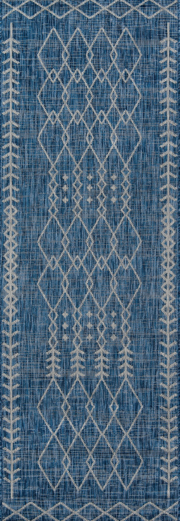 Momeni Novogratz Villa VI-08 Machine Made Contemporary Geometric Indoor/Outdoor Area Rug Blue 9'3" x 12'6" VILLAVI-08BLU93C6