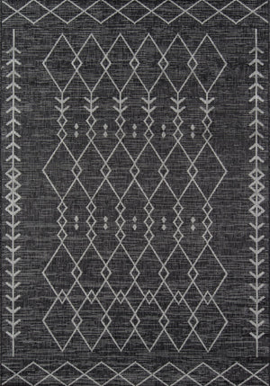 Momeni Novogratz Villa VI-08 Machine Made Contemporary Geometric Indoor/Outdoor Area Rug Charcoal 9'3" x 12'6" VILLAVI-08CHR93C6