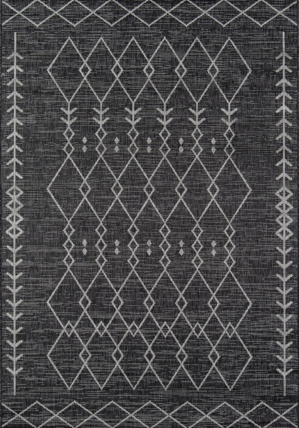 Momeni Novogratz Villa VI-08 Machine Made Contemporary Geometric Indoor/Outdoor Area Rug Charcoal 9'3" x 12'6" VILLAVI-08CHR93C6