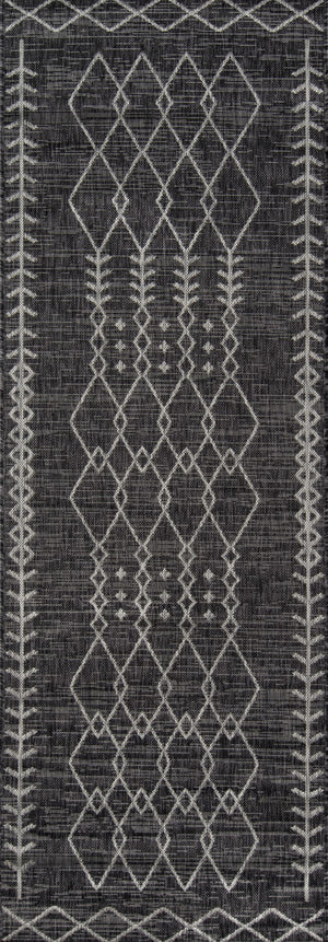 Momeni Novogratz Villa VI-08 Machine Made Contemporary Geometric Indoor/Outdoor Area Rug Charcoal 9'3" x 12'6" VILLAVI-08CHR93C6