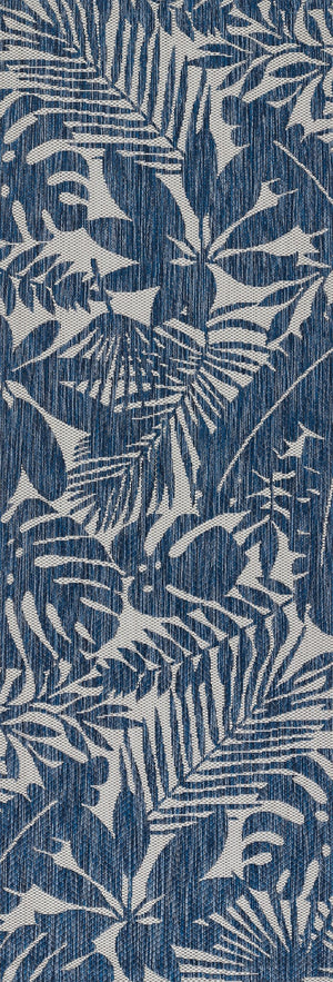 Momeni Novogratz Villa VI-13 Machine Made Transitional Floral Indoor/Outdoor Area Rug Blue 9'3" x 12'6" VILLAVI-13BLU93C6