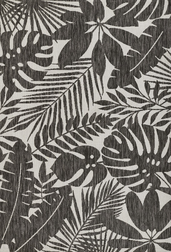 Momeni Novogratz Villa VI-13 Machine Made Transitional Floral Indoor/Outdoor Area Rug Charcoal 9'3" x 12'6" VILLAVI-13CHR93C6