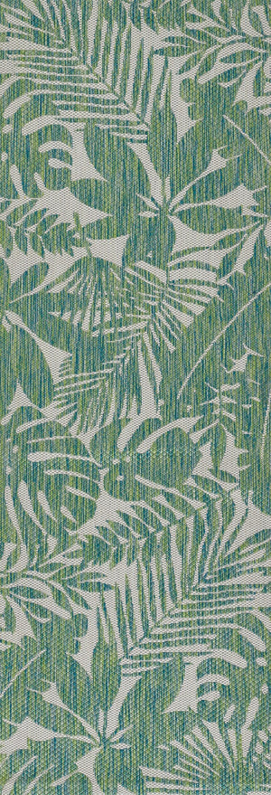 Momeni Novogratz Villa VI-13 Machine Made Transitional Floral Indoor/Outdoor Area Rug Green 9'3" x 12'6" VILLAVI-13GRN93C6