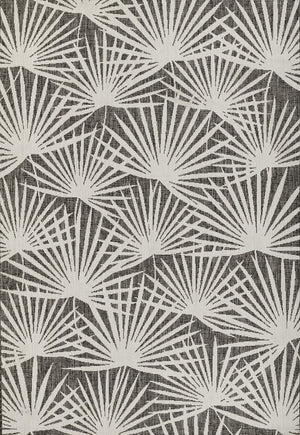 Momeni Novogratz Villa VI-14 Machine Made Transitional Leaves Indoor/Outdoor Area Rug Charcoal 9'3" x 12'6" VILLAVI-14CHR93C6