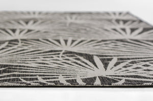 Momeni Novogratz Villa VI-14 Machine Made Transitional Leaves Indoor/Outdoor Area Rug Charcoal 9'3" x 12'6" VILLAVI-14CHR93C6