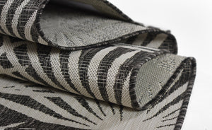 Momeni Novogratz Villa VI-14 Machine Made Transitional Leaves Indoor/Outdoor Area Rug Charcoal 9'3" x 12'6" VILLAVI-14CHR93C6