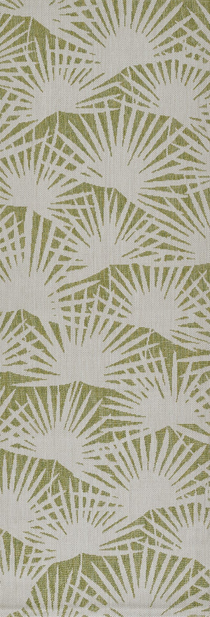 Momeni Novogratz Villa VI-14 Machine Made Transitional Leaves Indoor/Outdoor Area Rug Green 9'3" x 12'6" VILLAVI-14GRN93C6
