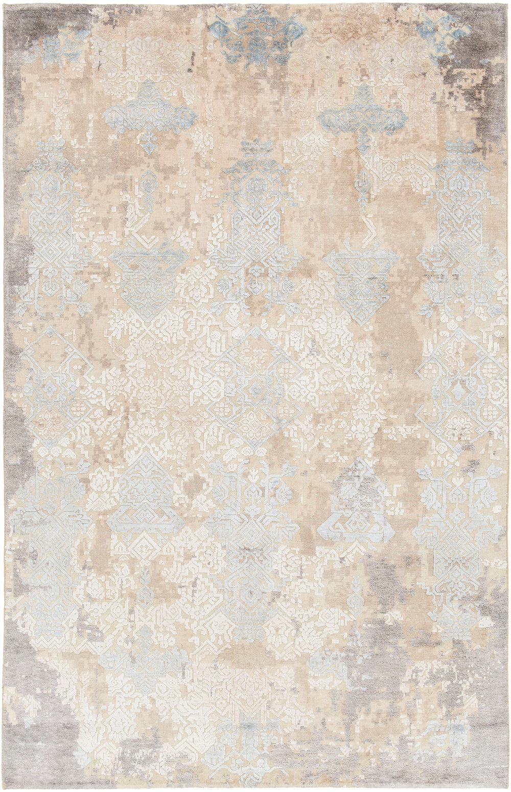 Chandra Rugs Vingel 65% Wool + 35% Viscose Hand-Knotted Traditional Rug Blue/Green/Beige 9' x 13'