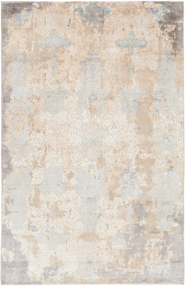 Chandra Rugs Vingel 65% Wool + 35% Viscose Hand-Knotted Traditional Rug Blue/Green/Beige 9' x 13'