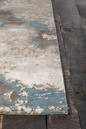 Chandra Rugs Vingel 65% Wool + 35% Viscose Hand-Knotted Traditional Rug Blue/Brown/Cream 9' x 13'