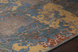 Chandra Rugs Vingel 65% Wool + 35% Viscose Hand-Knotted Traditional Rug Blue/Brown/Gold/Grey 9' x 13'