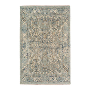AMER Rugs Vintage VIN-10 Hand-Knotted Bordered Transitional Area Rug Blue 10' x 14'