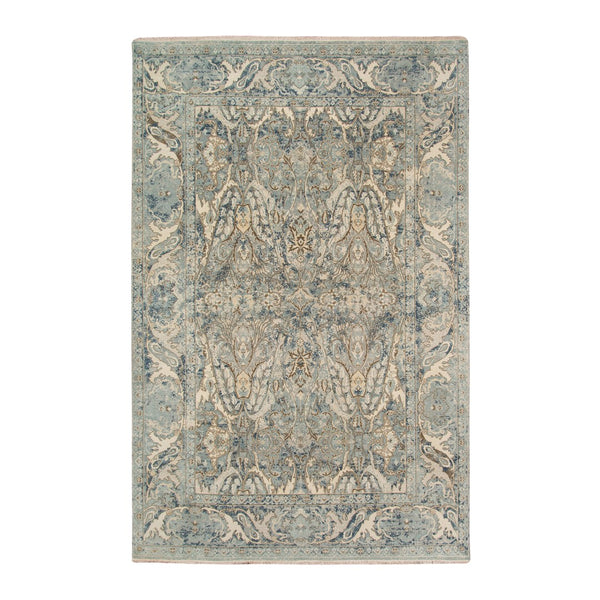 AMER Rugs Vintage VIN-10 Hand-Knotted Bordered Transitional Area Rug Blue 10' x 14'