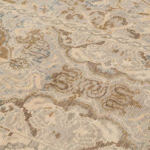 AMER Rugs Vintage VIN-3 Hand-Knotted Bordered Transitional Area Rug Blue/Tan 10' x 14'