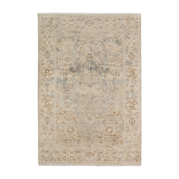 AMER Rugs Vintage VIN-3 Hand-Knotted Bordered Transitional Area Rug Blue/Tan 10' x 14'