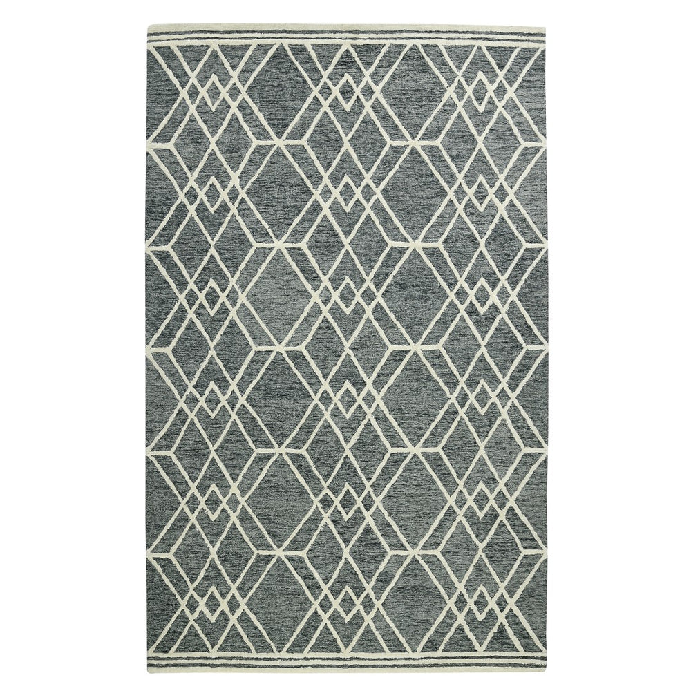 AMER Rugs Vista VIS-1 Hand-Hooked Geometric Farmhouse Area Rug Gray 9' x 13'