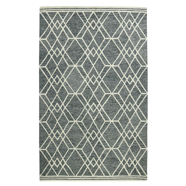AMER Rugs Vista VIS-1 Hand-Hooked Geometric Farmhouse Area Rug Gray 9' x 13'