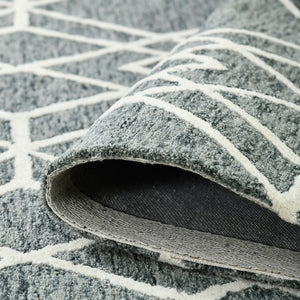 AMER Rugs Vista VIS-1 Hand-Hooked Geometric Farmhouse Area Rug Gray 9' x 13'