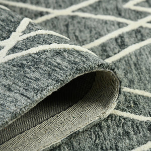 AMER Rugs Vista VIS-1 Hand-Hooked Geometric Farmhouse Area Rug Gray 9' x 13'