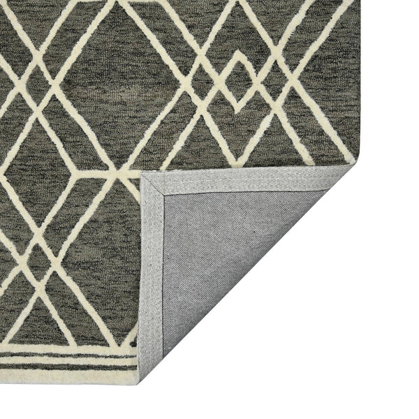 AMER Rugs Vista VIS-2 Hand-Hooked Geometric Farmhouse Area Rug Taupe 9' x 13'