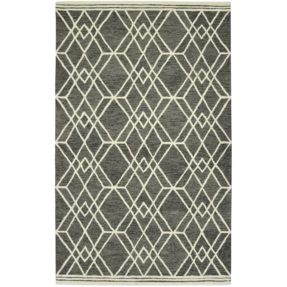 AMER Rugs Vista VIS-2 Hand-Hooked Geometric Farmhouse Area Rug Taupe 9' x 13'
