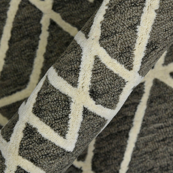 AMER Rugs Vista VIS-2 Hand-Hooked Geometric Farmhouse Area Rug Taupe 9' x 13'