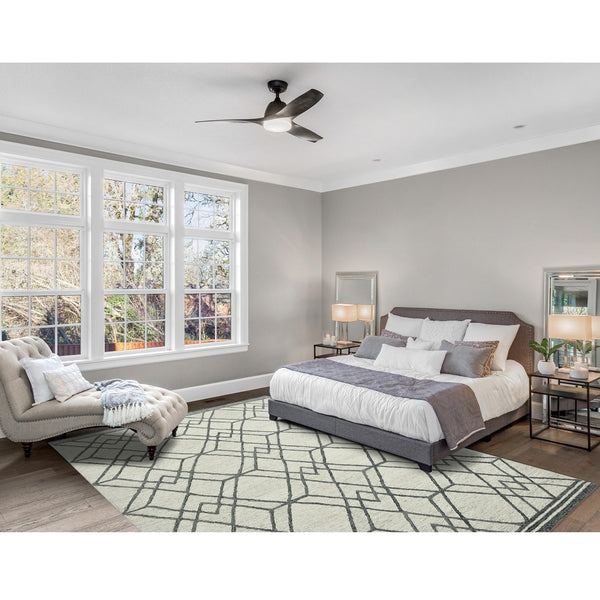 AMER Rugs Vista VIS-4 Hand-Hooked Geometric Farmhouse Area Rug Ivory 9' x 13'