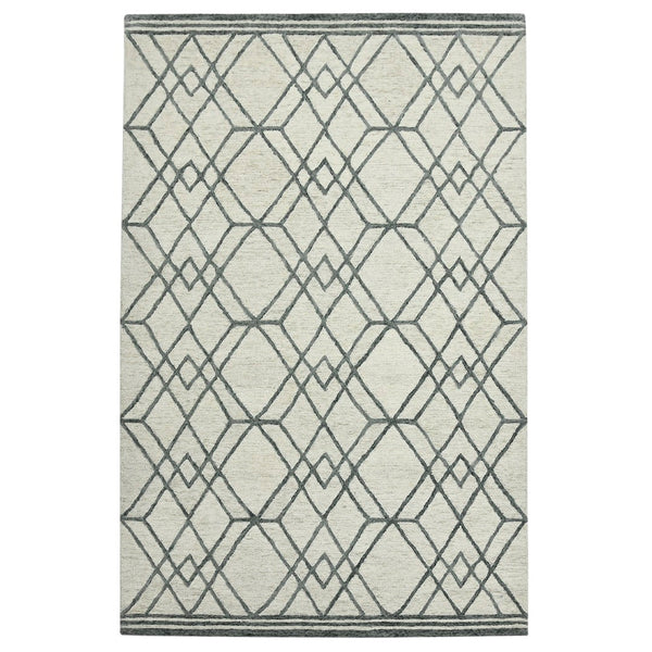 AMER Rugs Vista VIS-4 Hand-Hooked Geometric Farmhouse Area Rug Ivory 9' x 13'