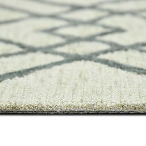 AMER Rugs Vista VIS-4 Hand-Hooked Geometric Farmhouse Area Rug Ivory 9' x 13'